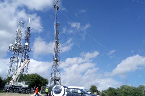 temporary mast install engineering broadcast DAB