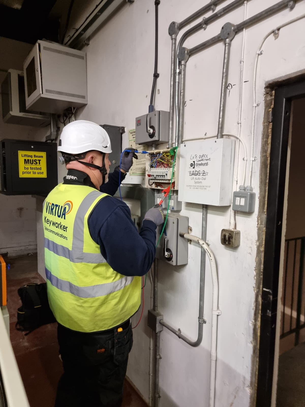 mike testing telecoms cabinets